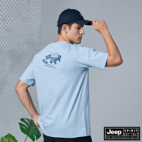 JEEP 男裝 率性吉普車印花短袖T恤-藍色