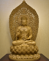 木雕坐像蓮花觀音人物神像大勢至菩薩擺件西方三圣娑婆佛像釋迦佛