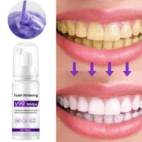Tooth Cleansing Mousse V99 Purple Whitening Toothpaste Remove Stains Reduce Yellowing Care For Teeth Gums Fresh Breath 2023