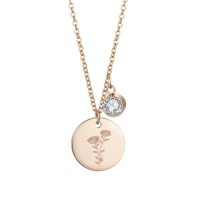 RAYA DEAL RM100 ONLY CELOVIS Birth Month Flower Cubic Zirconia Birthstones Rose Gold Necklace
