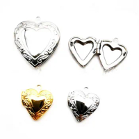 10pcs wholesale 15*13mm 22*19mm stainless steel Photo box heart charms for necklace earrings bracelets diy jewelry making di205
