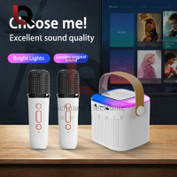 Microphone Karaoke Machine Portable Bluetooth 5.0 PA Speaker System with 1-2 Wireless Microphones Home Family Singing Machine