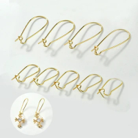 10Pcs 18K Gold Plated Brass Hypoallergenic Kidney Earwire Long Earring Hooks Connectors for DIY Earrings Jewelry Making Supplies