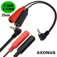 Gold-Plated 3.5mm Male Elbow To Double 6.35mm Female Audio Cable 3.5 1/2, 3.5 Small Three Core To Double 6.35