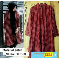 Baju cardy Tunix RO cardi Wanita katun kotak merah Kekinian@@ Muslim Cardigan Outer Kardigan