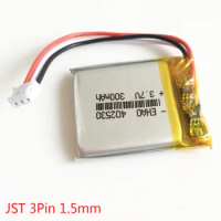 3.7V 250mAh Lithium Polymer LiPo Rechargeable Battery 402035 + JST 1.5mm 3pin Plug For GPS Mp3 Smart Watch Bluetooth Bracelet
