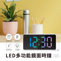 【橘能生活家】LED彩色鏡面時鐘 數位鬧鐘 電子式時鐘 桌鐘 化妝鏡 彩色數字顯示