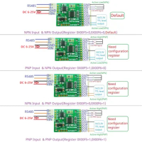 8CH DC5V 12V 24V RS485 2.54mm Pin Core Board Modbus RTU Input and Output Control PLC HMI Remote IO Expanding Board R4PIN08