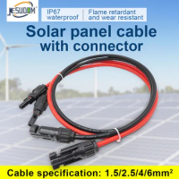 Solar Panel Cable Extension Copper Wire 6mm² 4mm² 1.5mm² 2.5mm² 10 12 16 14 AWG PV Solar Wire Connectors Set 1 Pair Solar Cable