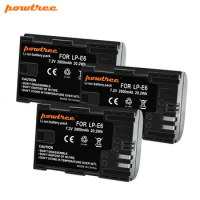 Powtree For Canon 7.2V 2800mAh LP-E6 Rechargeable Camera Battery Replacement For Canon LP E6 LPE6 5D 6D 7D 60D 60Da 70D 80D DSLR