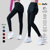 MOI Celana Legging Running Pendek 2in1 Pria Wanita Legging Hotpants Panjang Olahraga Running Lari Fi