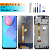 For Vivo Y20 Lcd Display Touch Screen Digitizer Assembly With Frame Lcd Digitizer y12S Screen Replacement Repair Parts 6.51"