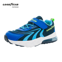 【GOODYEAR 固特異】氣躍速跑-半氣墊緩震運動鞋/童 自黏帶 透氣 穩型鞋墊 藍色(GAKR38716)
