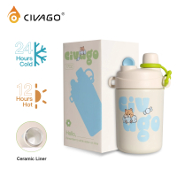 COD แก้วเก็บความเย็น CIVAGO (17 ออนซ์) พร้อมหลอด แก้วกาแฟเซรามิกขนาดใหญ่สำหรับนักเรียนและเด็กTikTok