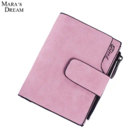 Mara's Dream Lady Short Clutch Wallet Solid Color Letter Snap Fastener Zipper Vintage Matte Women Small Short Wallet Purse