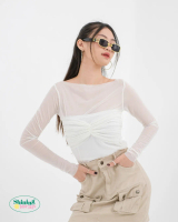 Rere Sheer Top || Atasan Mesh Jala Stretch Lengan Panjang