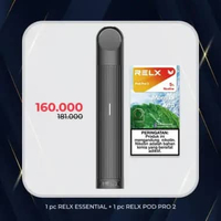 RELX Bundle Essential Black Device and Pod (Isi 1 Pod) Menthol Xtra