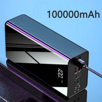 Mobile Phone Charger Power Bank External Battery Charging for iPhone 12 Samsung Xiaomi Mi Powerbank 100000mAh Portable Charger
