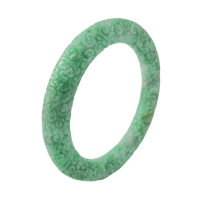【翡意】天然翡翠A貨玉鐲綠圓骨雕鐲(18.4圍/內徑57.2mm)