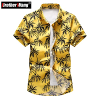 2023 Summer New Men's Hawaiian Shirt Fashion Casual Printing Short Sleeve Flower Shirt Male Brand Plus Size 5XL 6XL 7XL