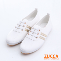ZUCCA-日系帆布橫紋休閒鞋-金-z6304gd
