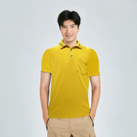 【GFoneone】冰絲無痕短袖男紳士口袋POLO衫1-黃色(男商務POLO衫)