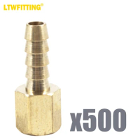 LTWFITTING Brass Fitting Coupler 1/4-Inch Hose Barb x 1/8-Inch Female NPT Fuel Water(Pack of 500)