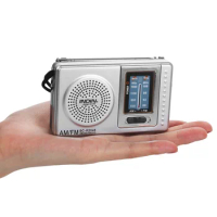 INDIN BC-R2048 Mini AM FM Radio 2 Band Radio Receiver Portable Pocket Radio Built-in Speaker Headphone Jack Telescopic Antenna