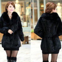 Clothing Warm Winter Coat Women Real Fur Coat Fox Collar Rabbit Fur Jacket Women Fox Fur Coat Clothes for Women Casacos Zm783