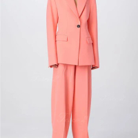 Tesco 2 Elegant Women's Sets Single Button Floor Mopping Pants Loose Suit Pantsuit Business Office Bespoke For Spring Summer