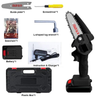 6 Inch Electric Chainsaw 21V Handheld Mini Chain Saw Cordless Rechargeable Chainsaw for Wood Cutting Tree Branches Pruning Saw