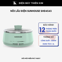 Nồi lẩu điện Sunhouse SHD4543 - 4L 1300W - lòng nồi inox 304 - tự động ngắt - bảo hành 12 tháng toàn