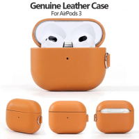 Genuine Leather Case For AirPods 3 Luxury Leather Protective Cover for AirPods 3rd Generation With Strap