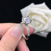Super Brilliant 0.5Ct 5.0mm D Color VVS1 Moissanite Engagement Ring AU585 14K White Gold Ring Wedding Diamond Jewelry