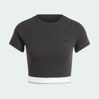 【adidas 愛迪達】運動服 女上衣 T恤 CS RIB SS TEE(IT9771)