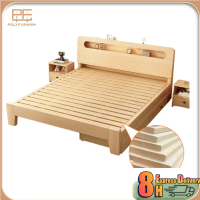 PF3-Queen/King/Single/Double Solid Wood Storage Bed Modern Solid Wood Bed Durable Solid Wood Bed Ti