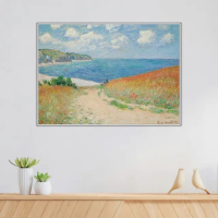 《通往布維爾海岸的小路》莫內Monet．印象派畫家 世界名畫 經典名畫 風景油畫-白框60x80CM