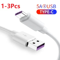 1-3Pcs 5A Type C Fast Charger Cable for 65W Charge Mobile Cell Phone Charging Cord Wire Xiaomi Samsung Huawei