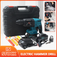1350W 18V Cordless Electric Rotary Hammer Drill Multifunction Hammer Impact Drill Set Power Tool With Accessories Rechargeable