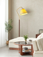 【免運】可開發票 立燈 中古vintage美式胡桃木紋落地燈日式復古客廳沙發旁邊立式遙控燈