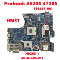 598667-001 598669-001 Mainboard For HP ProBook 4520s 4720s Laptop Motherboard H9265-2 48.4GK06.041 With HM57 DDR3 100% Tested OK