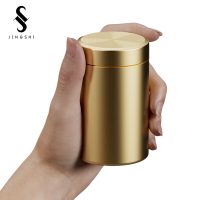金色鋁合金密封茶葉罐小包裝空盒儲存迷你便攜裝茶的罐子收納盒子