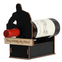 Wine Racks Countertop Table Top Wood Wine Bottle Display Stand Silhouette Novelty Wine Rack Wine Shelf For Kitchen Home Bar
