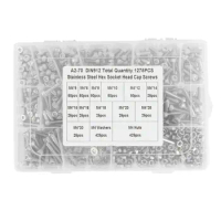 1275 Pieces M4 x 5/6/8/10/12/14/15/16/18/20/25/30mm 304 Stainless Steel Hexagon Socket Screw Bolt Nut Washer Sorting Kit