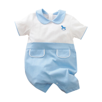 【JoyNa】短袖包屁衣 短袖寶寶連身衣 小木馬款 嬰兒服(造型款.春夏短袖)