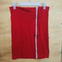 Rok Pensil Span Merah Resleting Depan Polyester Wanita