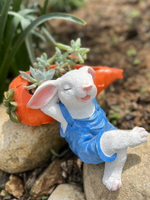 免運戶外擺件花園造景 戶外花園卡通兔子花盆多肉創意美式鄉村陽臺布置造景庭院裝飾