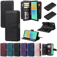 For Samsung Galaxy A55 A35 A25 Luxury Skin 10 Card Holder Slots Leather Case Wallet Book Cover Galaxy A25 A35 A55 Phone Bags