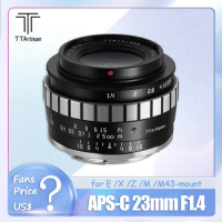 TTArtisan APS-C 23mm F1.4 MF Fast Documentary Lens for Fuji X-E2 Sony A6600 Canon M5 Nikon Z50 Olympus E-M5