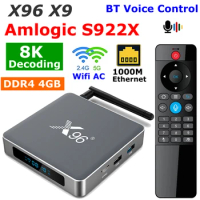 X96 X9 TV Box Amlogic S922X DDR4 4G RAM 32G ROM Android 9.0 8K Video Decoding 5G Dual Wifi 1000M Ethernet 4K Youtube Media Playe